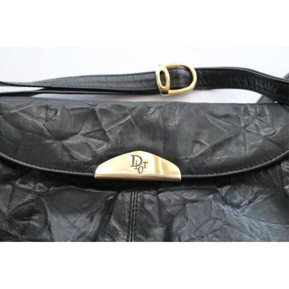 DIOR Leather Vintage 80s Crossbody Shoulder Bag Black Rare - Picture 9 of 9